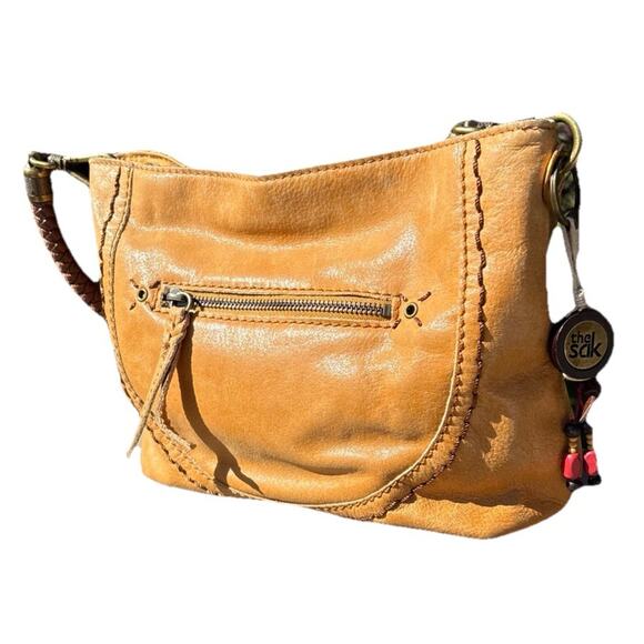 The Sak Indio Leather Demi Shoulder Bag Tan With BOHO And Western Look - Picture 1 of 11